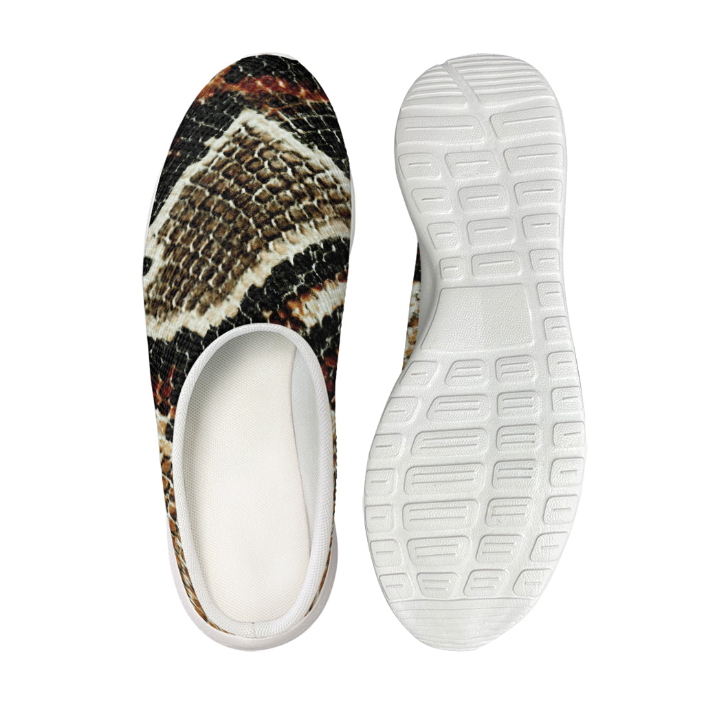 Brown And Black Snakeskin Print Mesh Casual Shoes