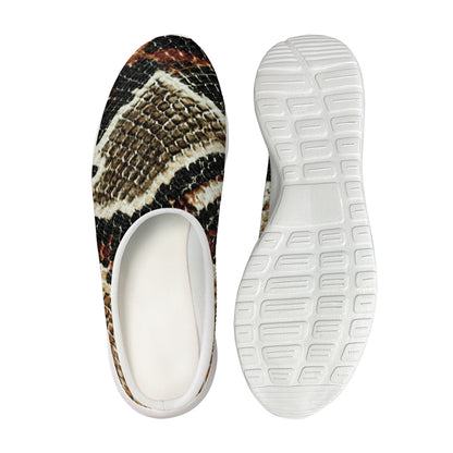 Brown And Black Snakeskin Print Mesh Casual Shoes