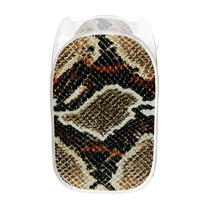 Brown And Black Snakeskin Print Mesh Laundry Hamper