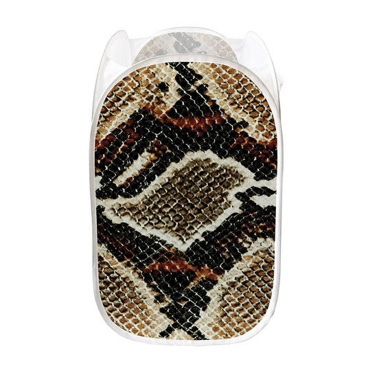 Brown And Black Snakeskin Print Mesh Laundry Hamper