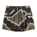Brown And Black Snakeskin Print Mesh Shorts