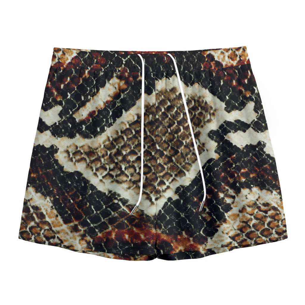 Brown And Black Snakeskin Print Mesh Shorts