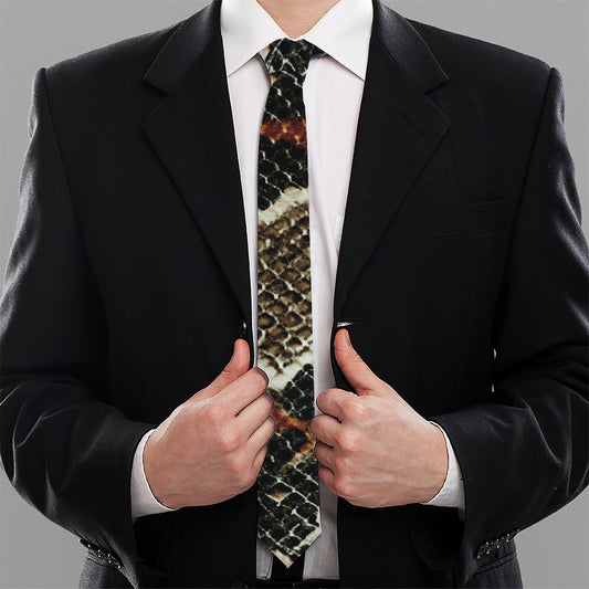 Brown And Black Snakeskin Print Necktie