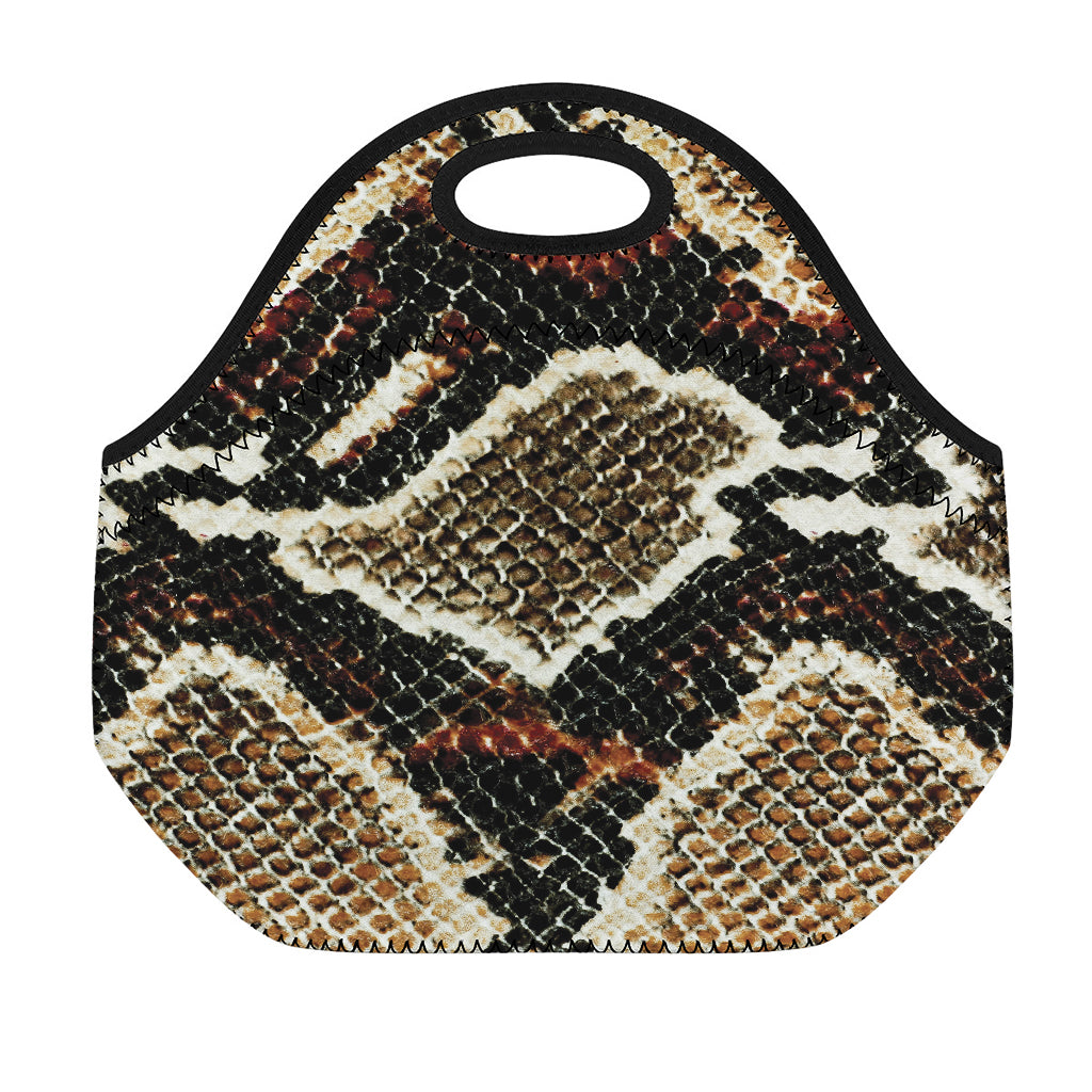 Brown And Black Snakeskin Print Neoprene Lunch Bag