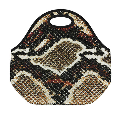 Brown And Black Snakeskin Print Neoprene Lunch Bag
