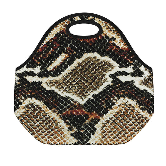 Brown And Black Snakeskin Print Neoprene Lunch Bag