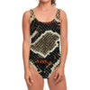 Brown And Black Snakeskin Print One Piece Swimsuit