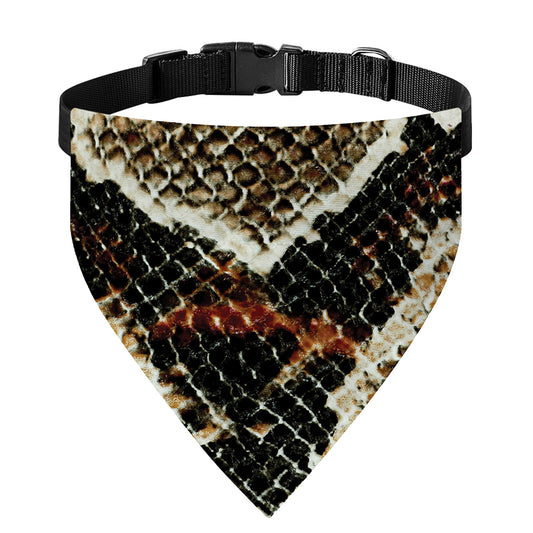 Brown And Black Snakeskin Print Over The Collar Dog Bandana