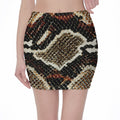 Brown And Black Snakeskin Print Pencil Mini Skirt