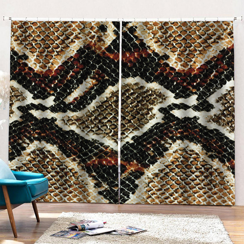 Brown And Black Snakeskin Print Pencil Pleat Curtains