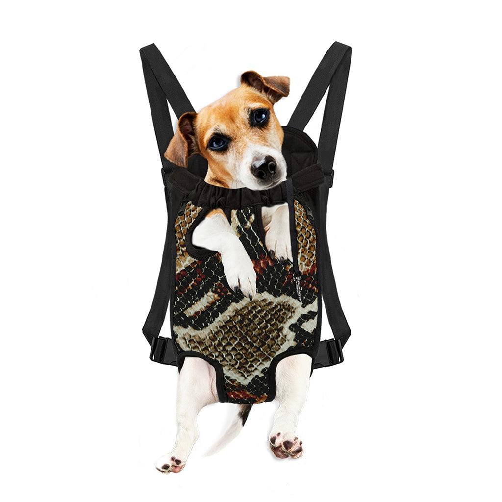 Brown And Black Snakeskin Print Pet Carrier Backpack