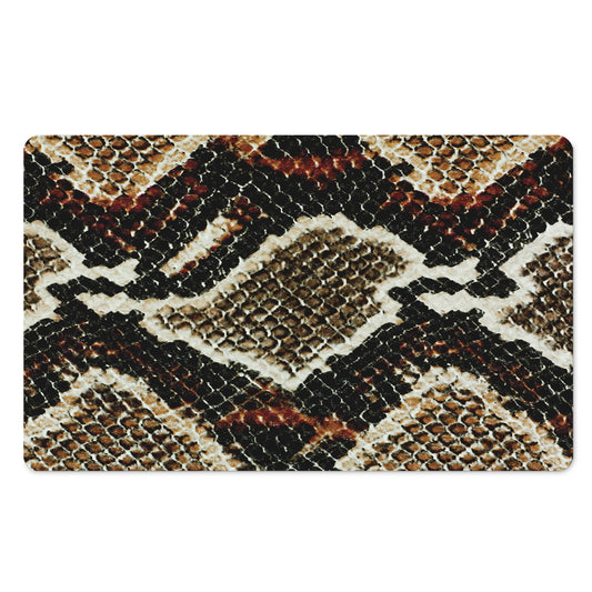 Brown And Black Snakeskin Print Polyester Doormat