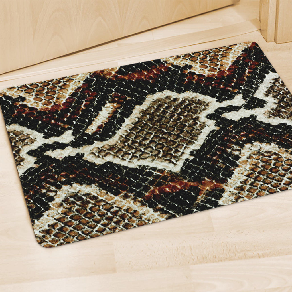 Brown And Black Snakeskin Print Polyester Doormat