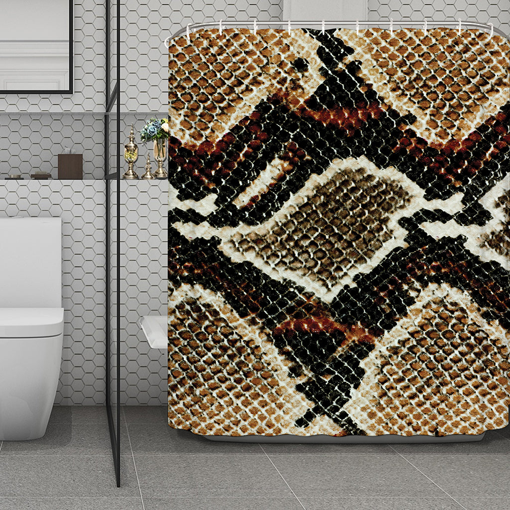 Brown And Black Snakeskin Print Polyester Shower Curtain