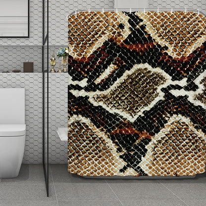 Brown And Black Snakeskin Print Polyester Shower Curtain