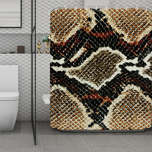 Brown And Black Snakeskin Print Polyester Shower Curtain
