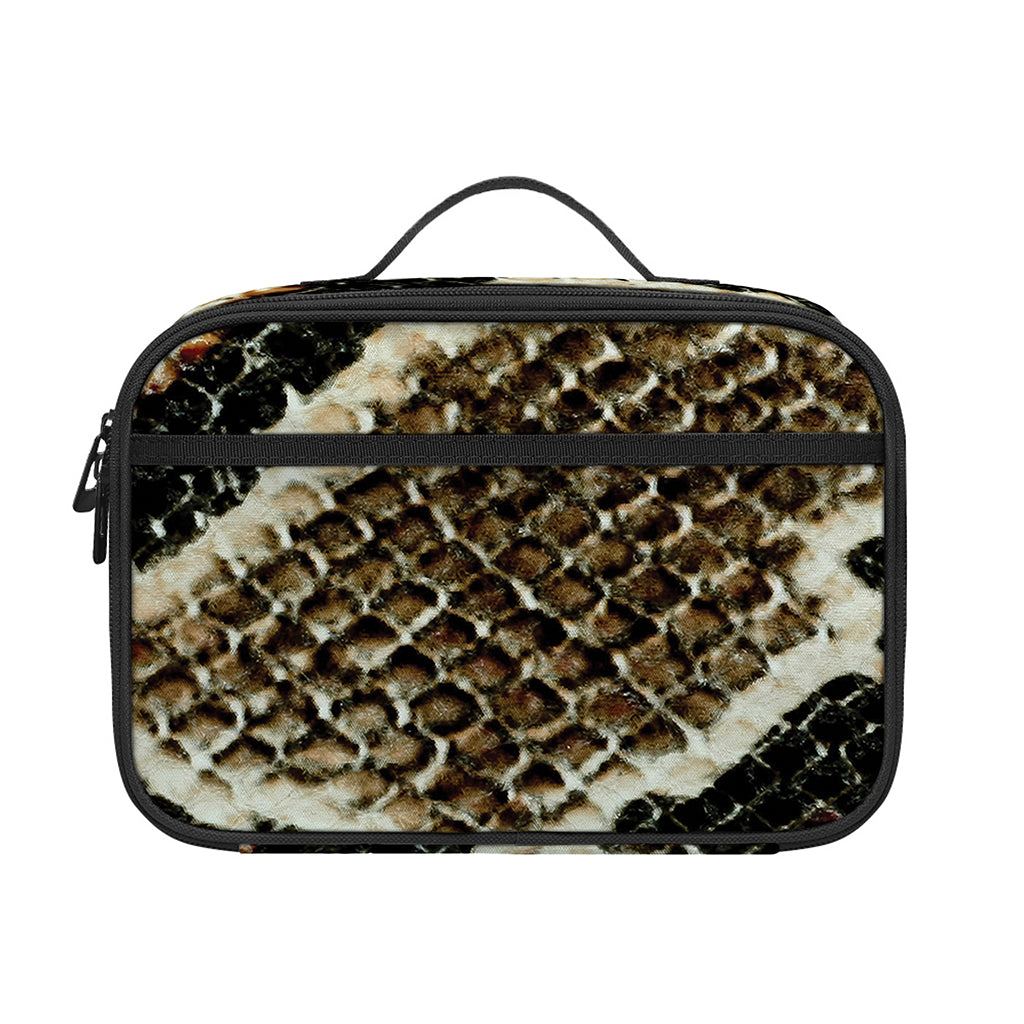 Brown And Black Snakeskin Print Portable Lunch Bag