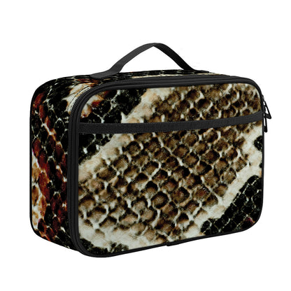 Brown And Black Snakeskin Print Portable Lunch Bag