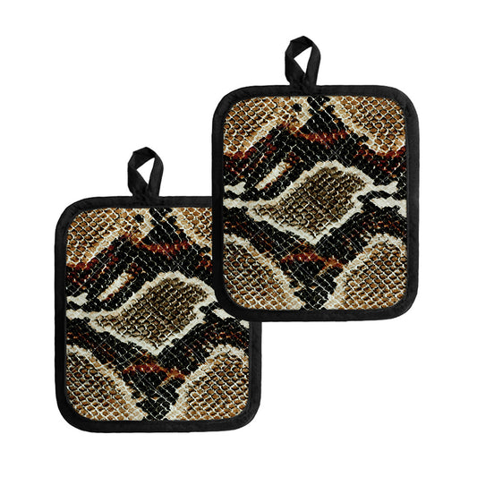 Brown And Black Snakeskin Print Pot Holders