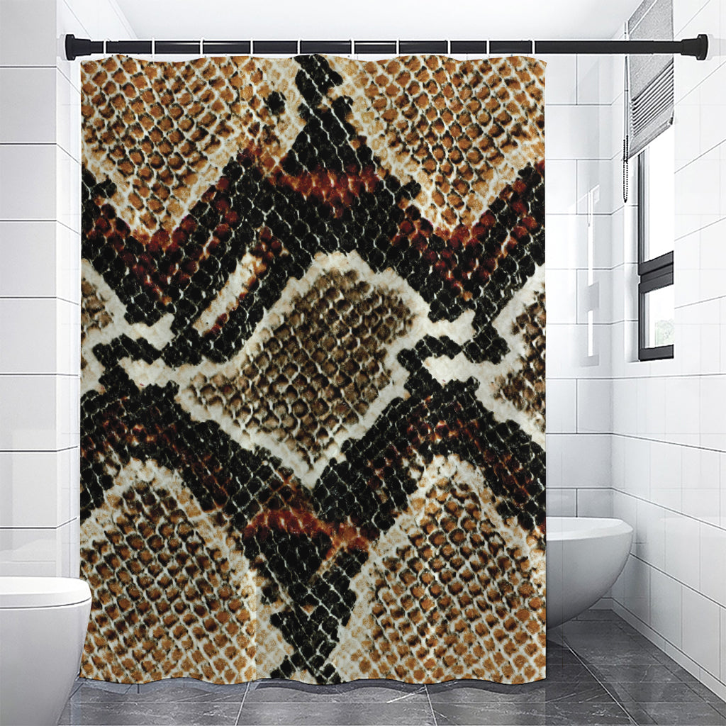 Brown And Black Snakeskin Print Premium Shower Curtain