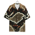Brown And Black Snakeskin Print Rayon Hawaiian Shirt