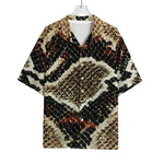 Brown And Black Snakeskin Print Rayon Hawaiian Shirt