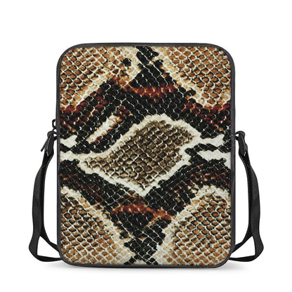 Brown And Black Snakeskin Print Rectangular Crossbody Bag