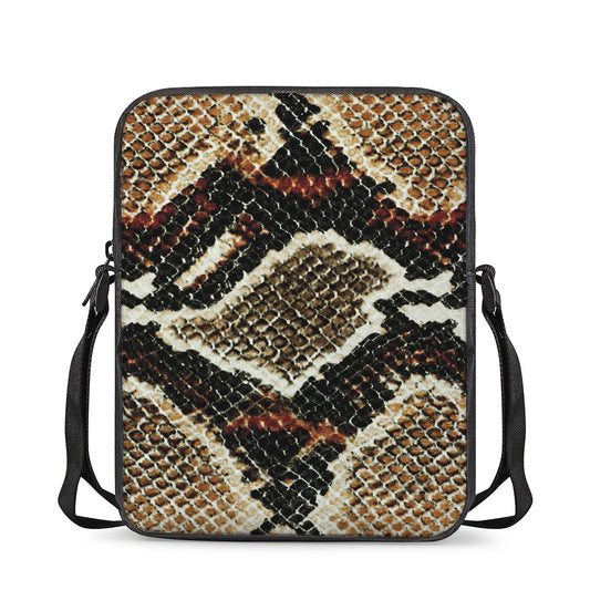 Brown And Black Snakeskin Print Rectangular Crossbody Bag