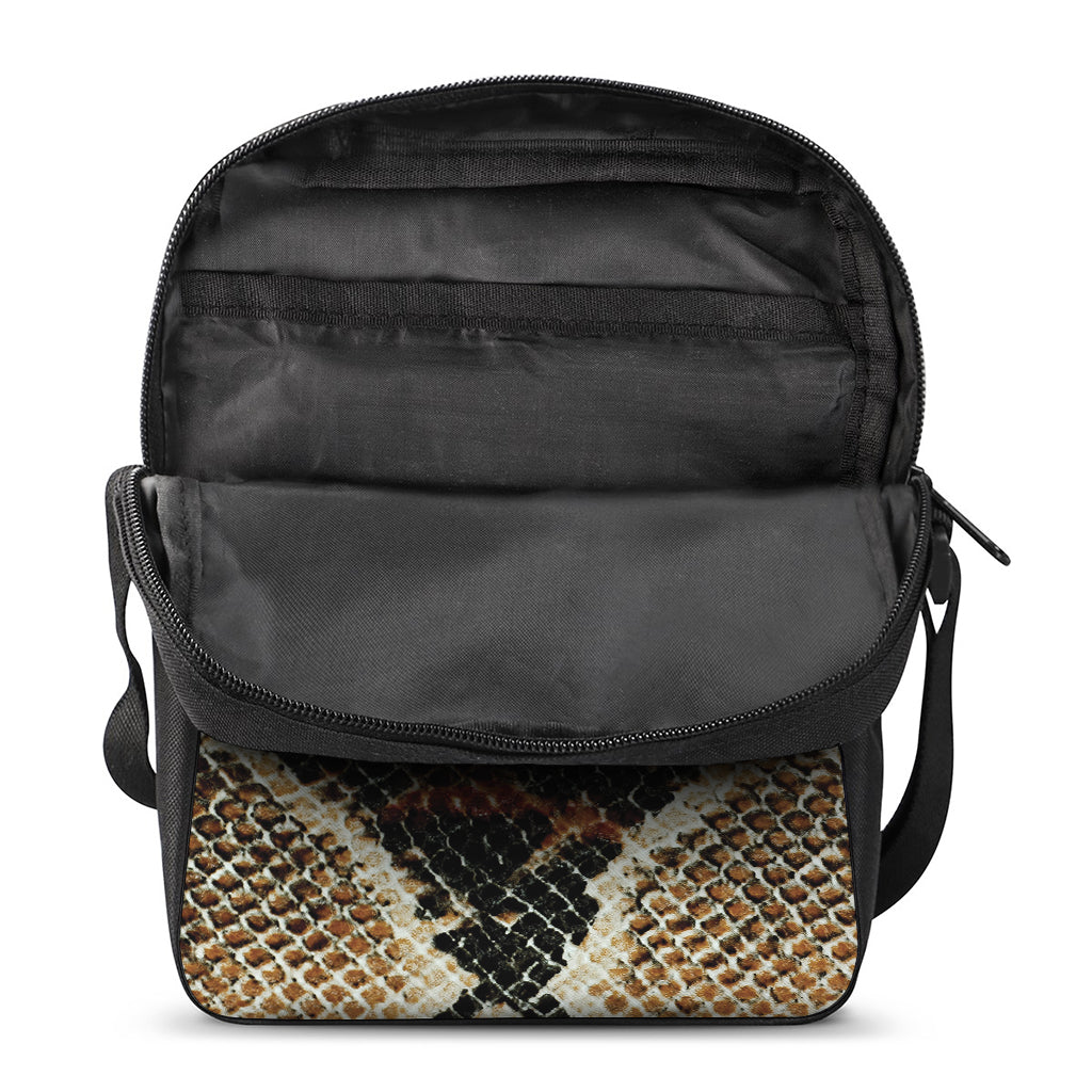 Brown And Black Snakeskin Print Rectangular Crossbody Bag