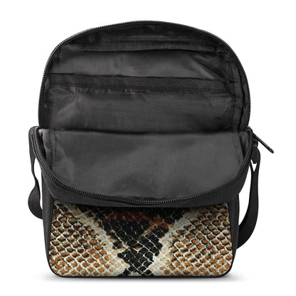 Brown And Black Snakeskin Print Rectangular Crossbody Bag