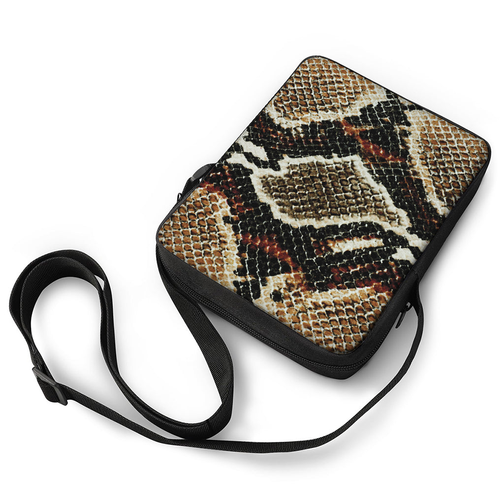 Brown And Black Snakeskin Print Rectangular Crossbody Bag