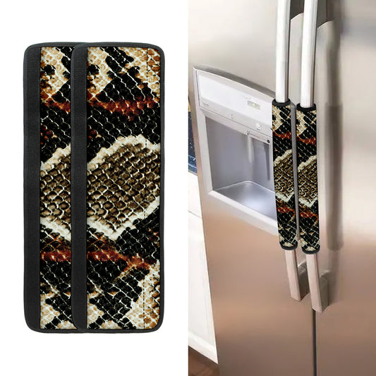 Brown And Black Snakeskin Print Refrigerator Handle Covers
