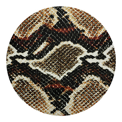 Brown And Black Snakeskin Print Round Blanket
