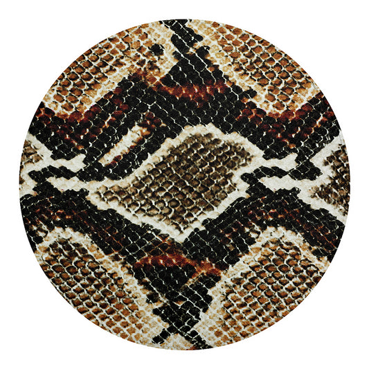 Brown And Black Snakeskin Print Round Blanket
