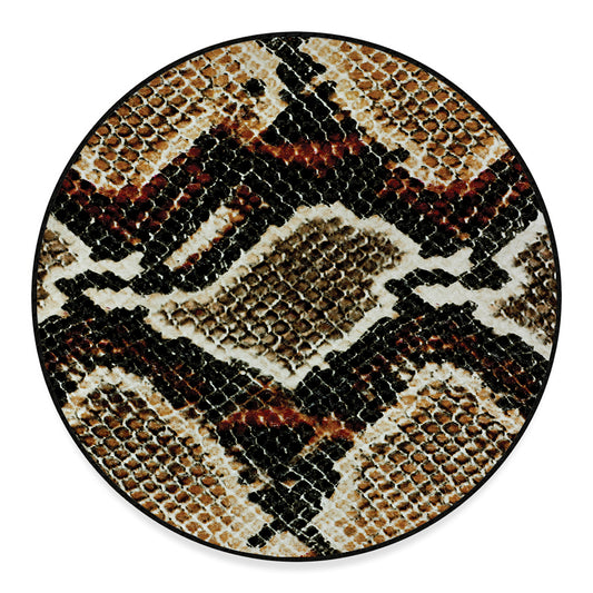 Brown And Black Snakeskin Print Round Floor Mat