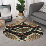 Brown And Black Snakeskin Print Round Rug
