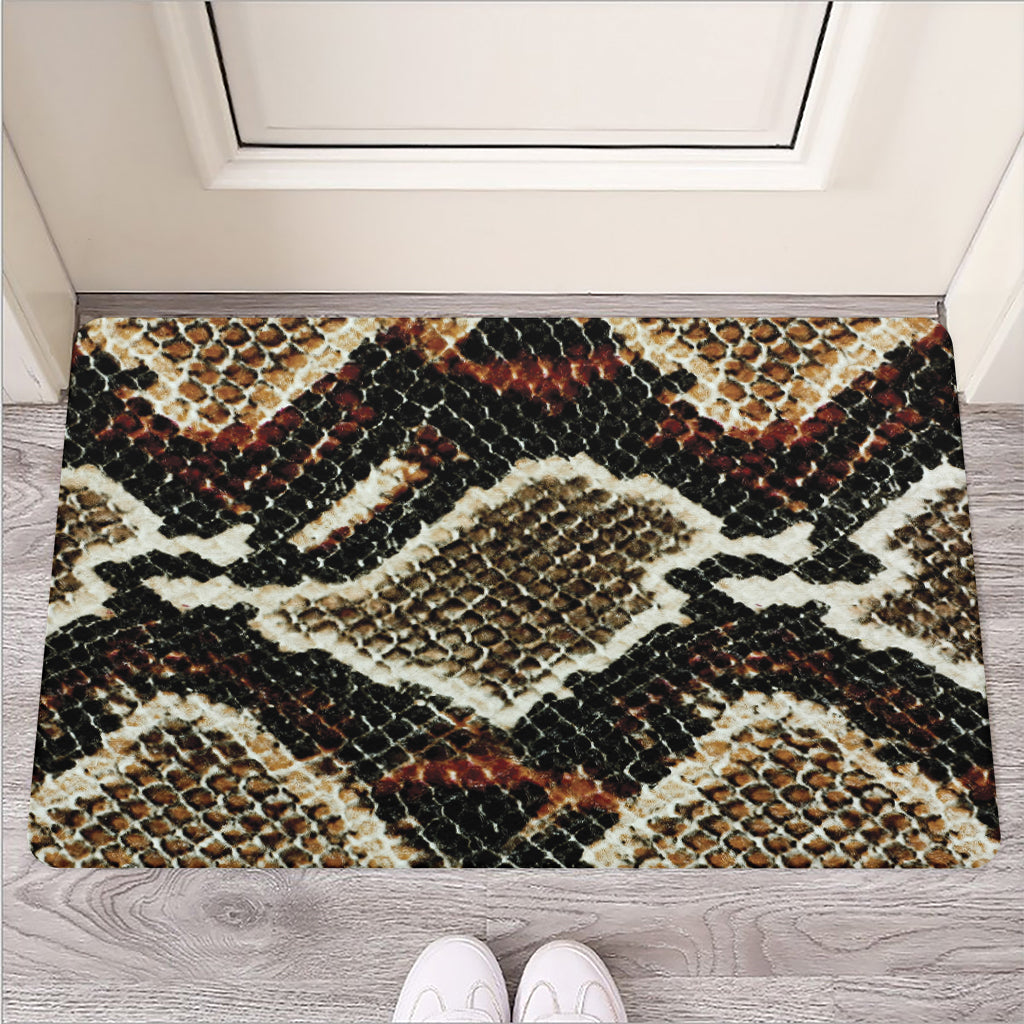 Brown And Black Snakeskin Print Rubber Doormat