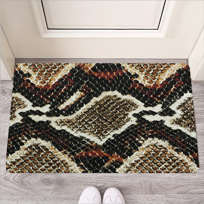 Brown And Black Snakeskin Print Rubber Doormat