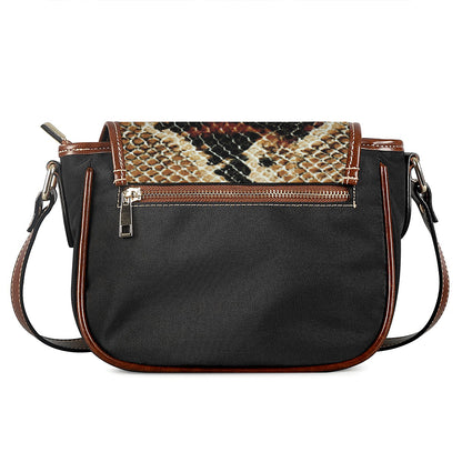 Brown And Black Snakeskin Print Saddle Bag