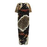 Brown And Black Snakeskin Print Short Sleeve Long Nightdress