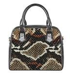 Brown And Black Snakeskin Print Shoulder Handbag