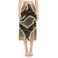 Brown And Black Snakeskin Print Side Slit Midi Skirt