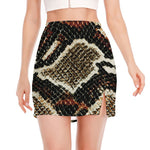Brown And Black Snakeskin Print Side Slit Mini Skirt