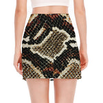 Brown And Black Snakeskin Print Side Slit Mini Skirt