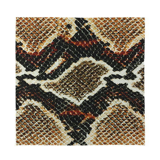Brown And Black Snakeskin Print Silk Bandana