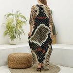 Brown And Black Snakeskin Print Silk V-Neck Kaftan Dress