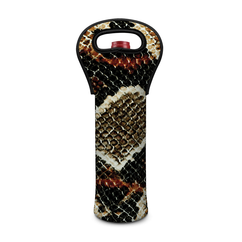 Brown And Black Snakeskin Print Single Neoprene Wine Tote