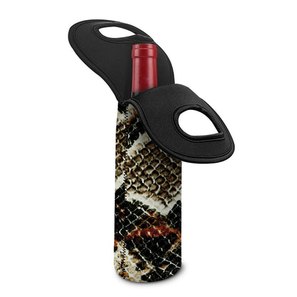 Brown And Black Snakeskin Print Single Neoprene Wine Tote