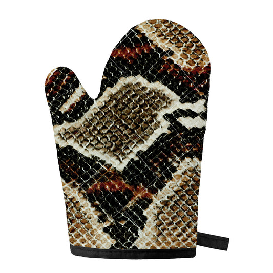 Brown And Black Snakeskin Print Single Oven Mitt