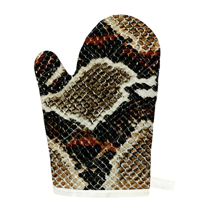 Brown And Black Snakeskin Print Single Oven Mitt